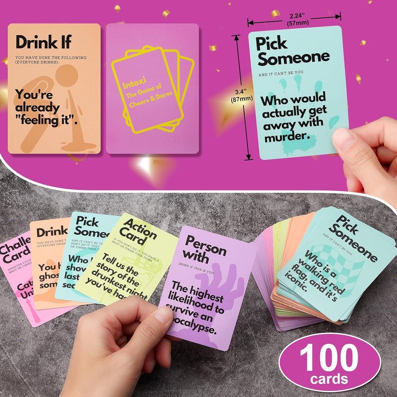 Fofeadm Drinking Card Games for Adults, Fun Adults Drinking Games with 100 Cards, Great for Game Night & Parties, 21st Birthday Gift & Bachelorette Party Games, Age 21+ - Image 5